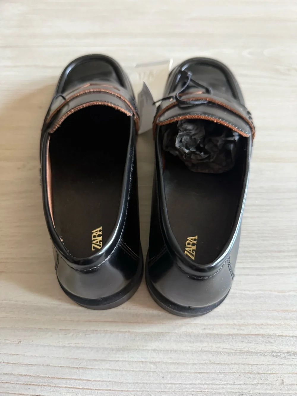 Zara Contrasting Leather Loafers NWT